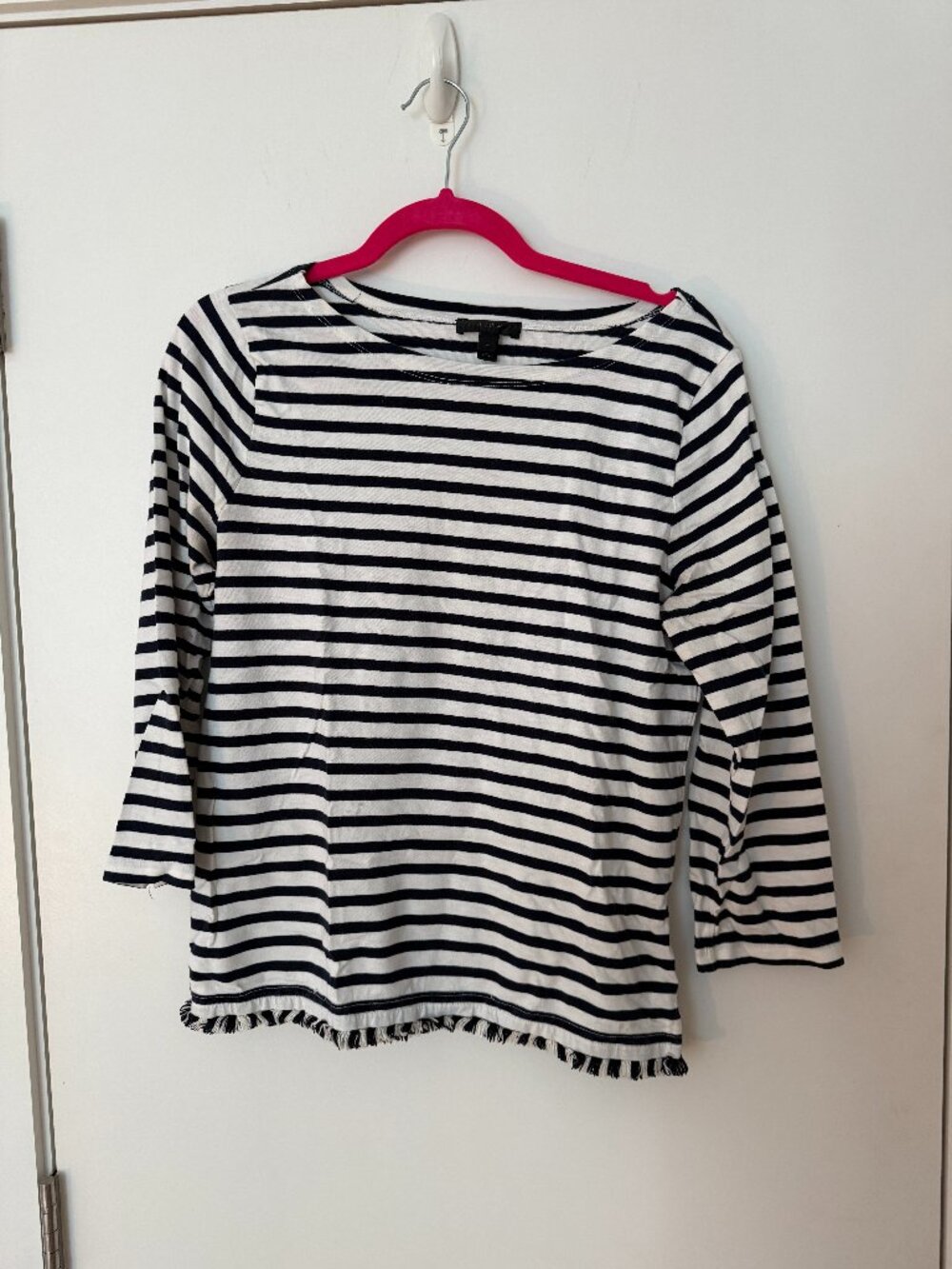 J. Crew Navy & White Striped Boatneck Shirt